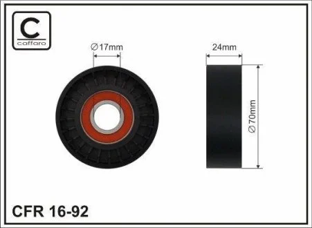Ролик натяжной механизма ремня ГРМ VW 1.9TDI,2.0TDI 00- 70x17x24,5 CAFFARO 16-92