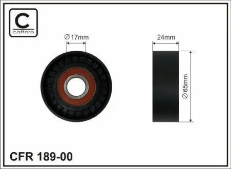 Ролик натяжителя ремня клин. VAG 1.4FSI-1.6FSI 17X65X24 CAFFARO 189-00 (фото 1)