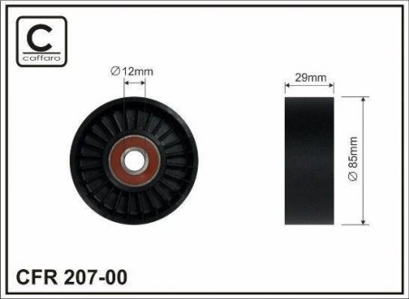 Ролик промежуточный поликлинового ремня Nissan Pathfinder, Navara 2.5D 05- 85x12x29 CAFFARO 207-00 (фото 1)