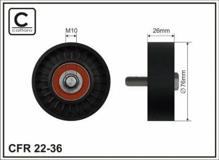 Ролик промежуточный поликлинового ремня VW Golf/Lupo/Polo, Audi A2,Seat,Skoda Fabia 1.4-1.6 76x10x26 CAFFARO 22-36