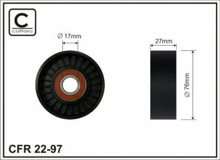 Ролик натяжной механизма поликлинового ремня Mrecedes-Benz 203/211 Kompressor 1.8 02- 76x17x28 CAFFARO 22-97