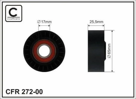 Ролик натяжной механизма поликлинового ремня Bmw 1 E81, 3 E90, 2.0d/3.0d, 09.04- 65x17x25,5 CAFFARO 272-00