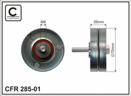 Ролик натяжной механизма поликлинового ремня Mini Cooper 03- 07 70x8x26 CAFFARO 285-01