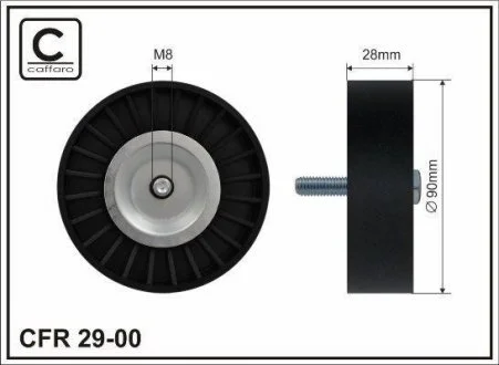 Ролик напрюремня клин. MERCEDES C (W203, W204), CLC (CL203), CLK (C209), E (W211) M8X90X28.5 CAFFARO 29-00