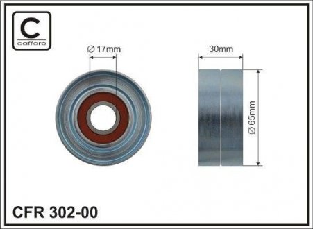 Ролик натяжний механізму поліклінового ременя Opel Movano 1.9 DTI 65,5x17x30 CAFFARO 302-00 (фото 1)