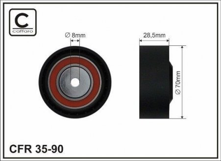 Ролик натяжной механизма поликлинового ремня BMW 5 (E39) 535I 98-03 70x8x28,5 CAFFARO 35-90