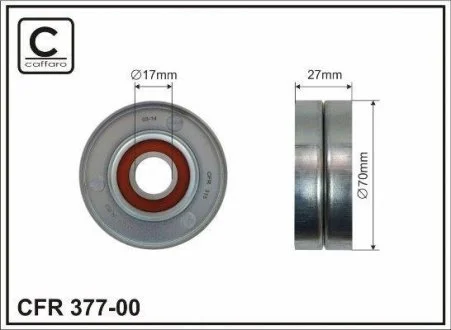 Ролик натяжной механизма поликлинового ремня Renault Latitude,Fluence,Scenic 3,Laguna 3,Megane 3 M4R 70x17x27 CAFFARO 377-00