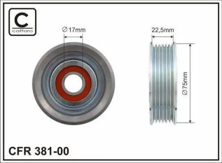 Ролик натяжной механизма поликлинового ремня Mazda 3 1.4-1.6 03 - 09 75x17x23 CAFFARO 381-00