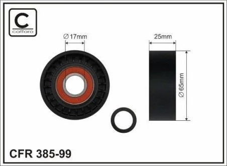 Ролик натяжний механізму поліклінового ременя PSA 4007, C-Crosser, Mitsubishi 2.0-2.4 65x17x25 CAFFARO 385-99