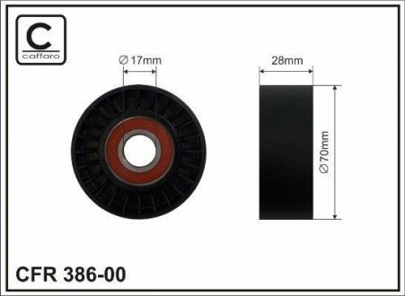 Ролик натяжной механизма поликлинового ремня BMW 70x17x28 CAFFARO 386-00 (фото 1)