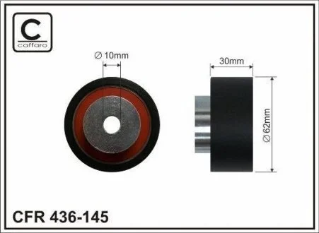Ролик промежуточный ремня ГРМPSA C5_8, Jumper, 406, Boxer, SUZ 62x10x30 CAFFARO 436-145
