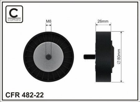 Ролик проміжний поліклінового ременя BMW X5 (E70), X6 (E71, E72) 3.0D 07-13 80x8x26 CAFFARO 482-22 (фото 1)