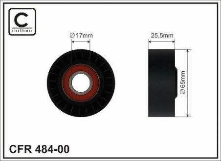 Ролик натяжной механизма поликлинового ремня Mercedes C, E class (W204, W212) 2.2 08- 65x17x25,5 CAFFARO 484-00