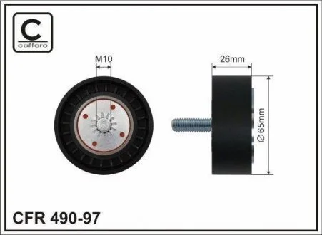 Ролик промежуточный поликлинового ремня Opel Antara, Chevrolet Captiva, Cruze, Epica 2.0 D 65x10x26 CAFFARO 490-97