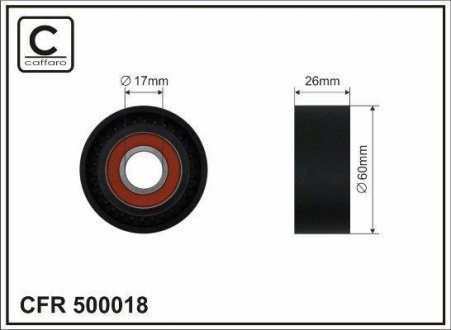 Ролик натяжной механизма поликлинового ремня Opel Vivaro A Combi 2.0 CDTI 06- 60x17x26 CAFFARO 500018 (фото 1)