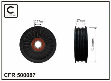 Ролик натяжной механизма поликлинового ремня Land Rover Discovery, Range Rover 4.0 94-04 94x17x27 CAFFARO 500087