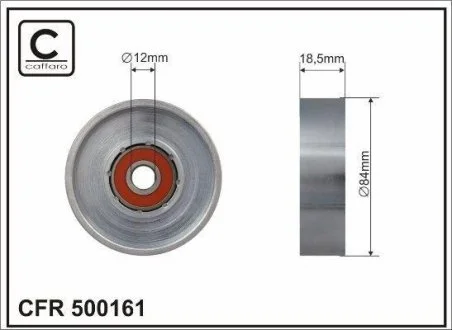 Ролик натяжной механизма поликлинового ремня Nissan Micra III 1.2-1.4 16V 03-10/Nissan Note 1.4 06- 84x12x18,5 CAFFARO 500161 (фото 1)