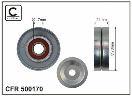 Ролик натяжний механізму поліклінового ременя VAG A4/6 3.0L Quattro 03-06 70x17x24 CAFFARO 500170