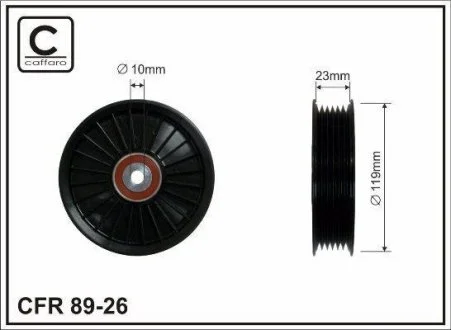 Ролик промежуточный поликлинового ремня Volvo S40, S60, S70, S80 1.8-3.0 95- 06 119x10x22,5 CAFFARO 89-26