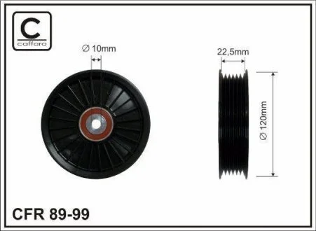Ролик промежуточный поликлинового ремня Opel Astra J, Insignia, Signum, Vectra C 2.0-3.0 CDTI 03- 119x10x22,5 CAFFARO 89-99