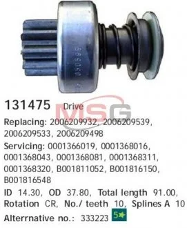 Бендикс стартера CARGO 131475