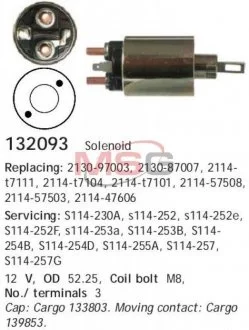 Фото 1 - втягивающее реле стартера CARGO 132093 Втягивающее реле стартера CARGO 132093 (фото 1)