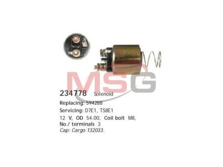 Втягуюче реле Valeo D7E1, TS8E1 RENAULT Kangoo/Sandero \'\'1.2 CARGO 234778 (фото 1)