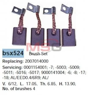 Фото щетки стартера CARGO BSX524 Щетки стартера CARGO BSX524