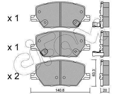 JEEP Гальмівні колодки передні COMPASS 1.3 20-, COMPASS 1.4 17-, RENEGADE SUV 1.4 14- CIFAM 822-1001-0