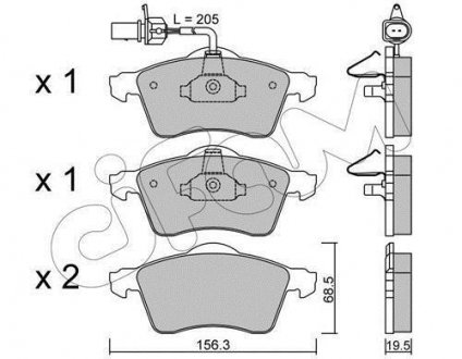 Комплект тормозных колодок, дисковый тормоз CIFAM 822-263-1