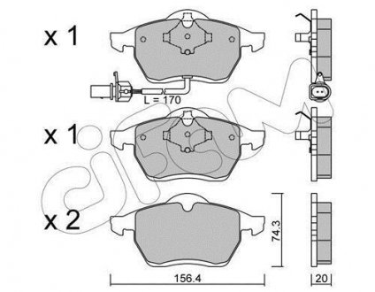 Комплект тормозных колодок, дисковый тормоз CIFAM 822-279-1 (фото 1)