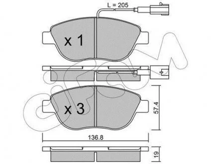 PEUGEOT Тормозные колодки передн.307 01-,Citroen Berlingo,Fiat Doblo (с датчиком) CIFAM 822-322-0