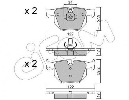 Комплект тормозных колодок, дисковый тормоз CIFAM 822-644-4 (фото 1)