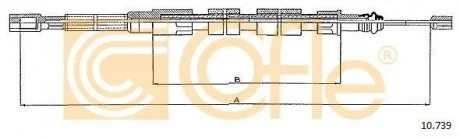 Трос ручного тормоза зад. Л/П VW Transporter 1,6-2,0 79-90 1455/1000 COFLE 10.739