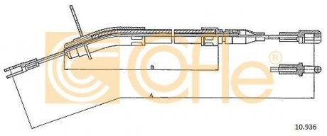 Трос ручного тормоза правый DB W123 76-85 COFLE 10.936 (фото 1)