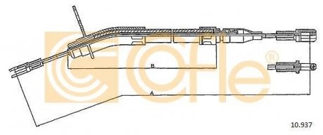 Трос ручного тормоза левый DB W123 76-85 COFLE 10.937