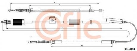 Трос ручного гальма Astra J 10- (універсал/електроручник) 1790/872-593+733/593) COFLE 11.5841