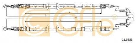 Трос ручного тормоза задн. L/P Opel Astra H универсал 1.4-2.0 T 08.04- COFLE 11.5953