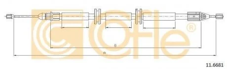 Трос ручного тормоза Renault Kangoo 1.9 DCI 4x4 01- COFLE 11.6681