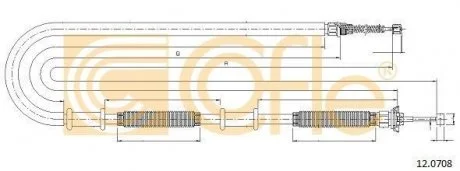 Трос тормоза ручного лев. FIAT DOBLO 1.2-1.9 JTD 10.01- COFLE 12.0708