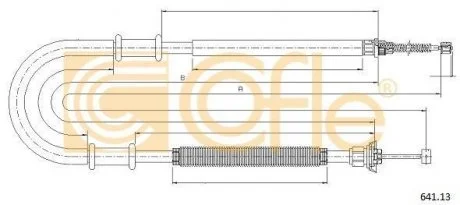 Трос ручного тормоза зад. Doblo Panorama/Combinato 01-10 Л. (1788/1460) COFLE 641.13