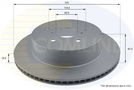 - Диск гальмівний вентильований з покриттям Lexus GS 05->11, IS 05-> Comline ADC01123V