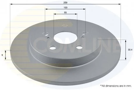 - Диск гальмівний з покриттям Lexus CT 10->, Subaru Trezia 11->, Toyota Prius 09->, Verso 10-> Comline ADC01149