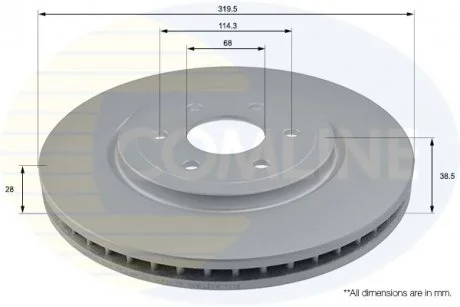 - Диск гальмівний вентильований з покриттям Nissan NP 300 05->, Pathfinder 05-> Comline ADC0269V