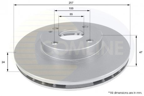 - Диск гальмівний вентильований Mazda 323 94->04 Comline ADC0437V (фото 1)