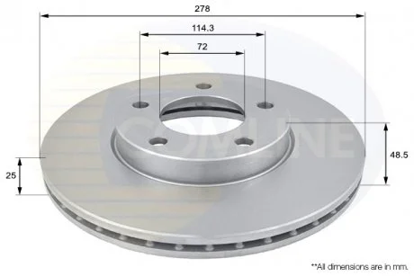 - Диск гальмівний вентильований з покриттям Mazda 3 03->, 5 05-> Comline ADC0446V