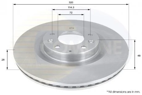 - Диск гальмівний вентильований Mazda CX-7 07->, CX-9 07-> Comline ADC0460V