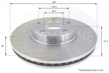 - Диск гальмівний вентильований з покриттям Mazda 6 12->, CX-5 11-> Comline ADC0473V