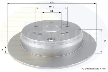 - Диск гальмівний з покриттям Honda CR-V 01-> Comline ADC0556