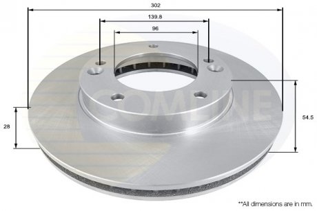 - Диск гальмівний вентильований Kia Sorento 02-> Comline ADC1051V